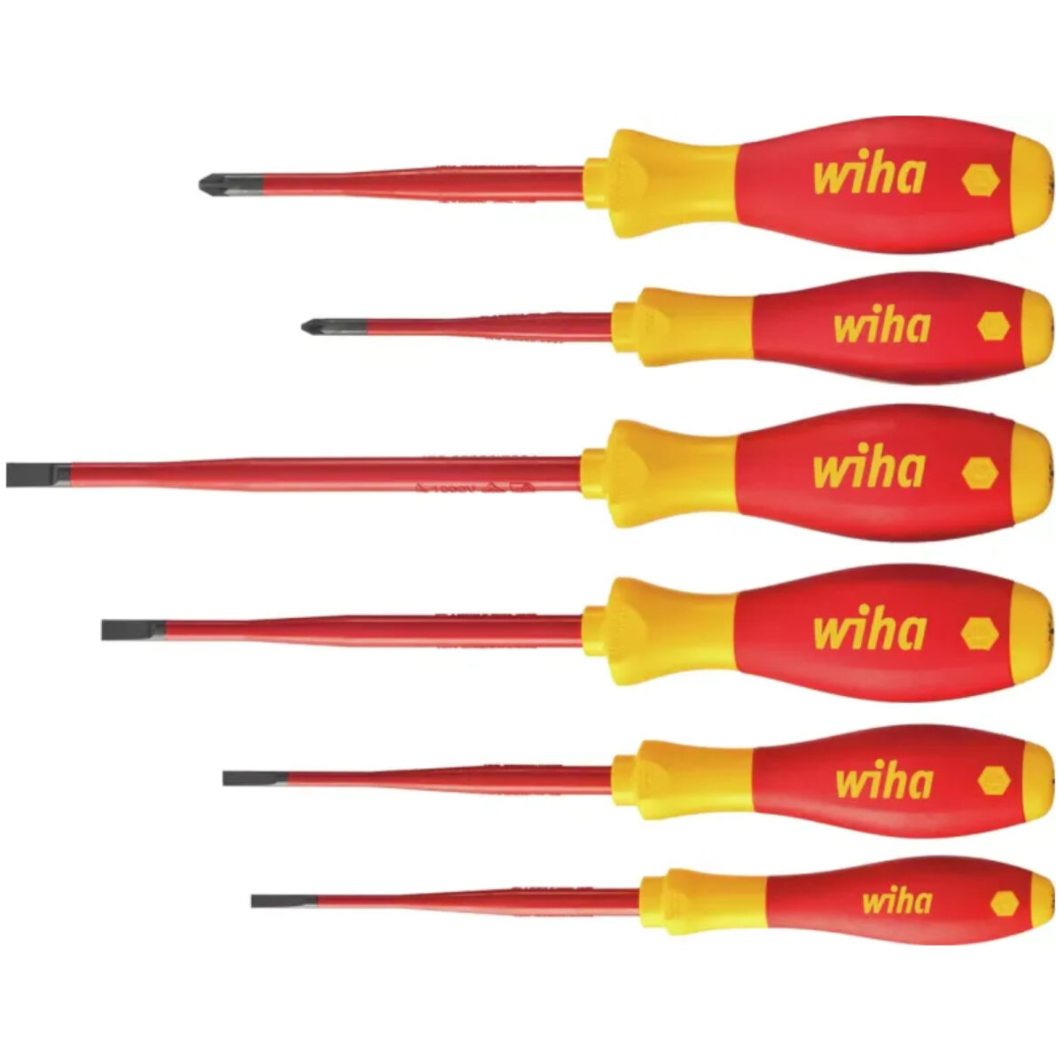 Wiha VDE Geïsoleerde Schroevendraaierset SoftFinish Electric SlimFix – Sleufkop, Pozidriv - 6-delig - Afbeelding 1
