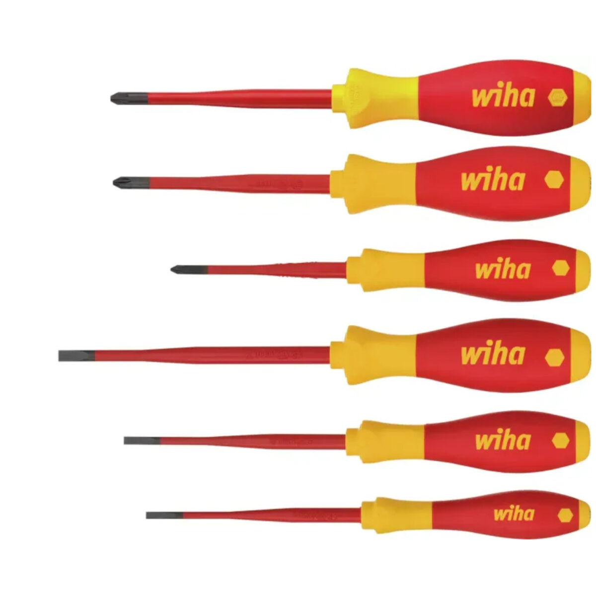 Wiha VDE Geïsoleerde Schroevendraaierset SoftFinish Electric SlimFix - Sleufkop, Phillips, PlusMin/Pozidriv - 6-delig - Afbeelding 1