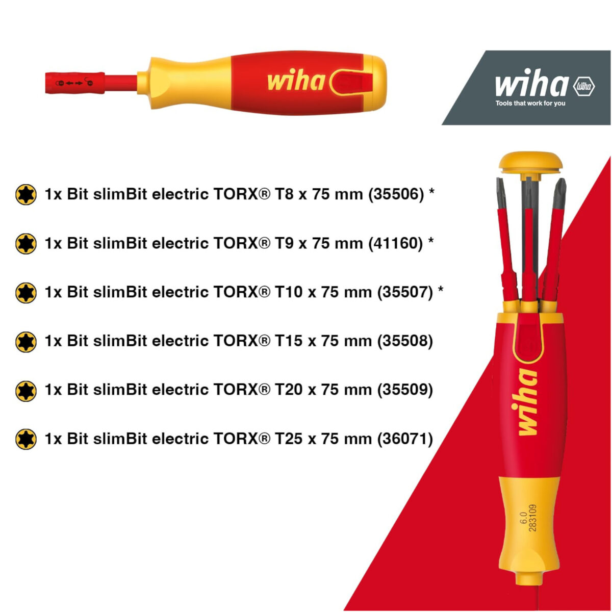 Wiha VDE Geïsoleerde Schroevendraaier met bitmagazijn LiftUp electric TORX – met 6 slimBits - Afbeelding 5
