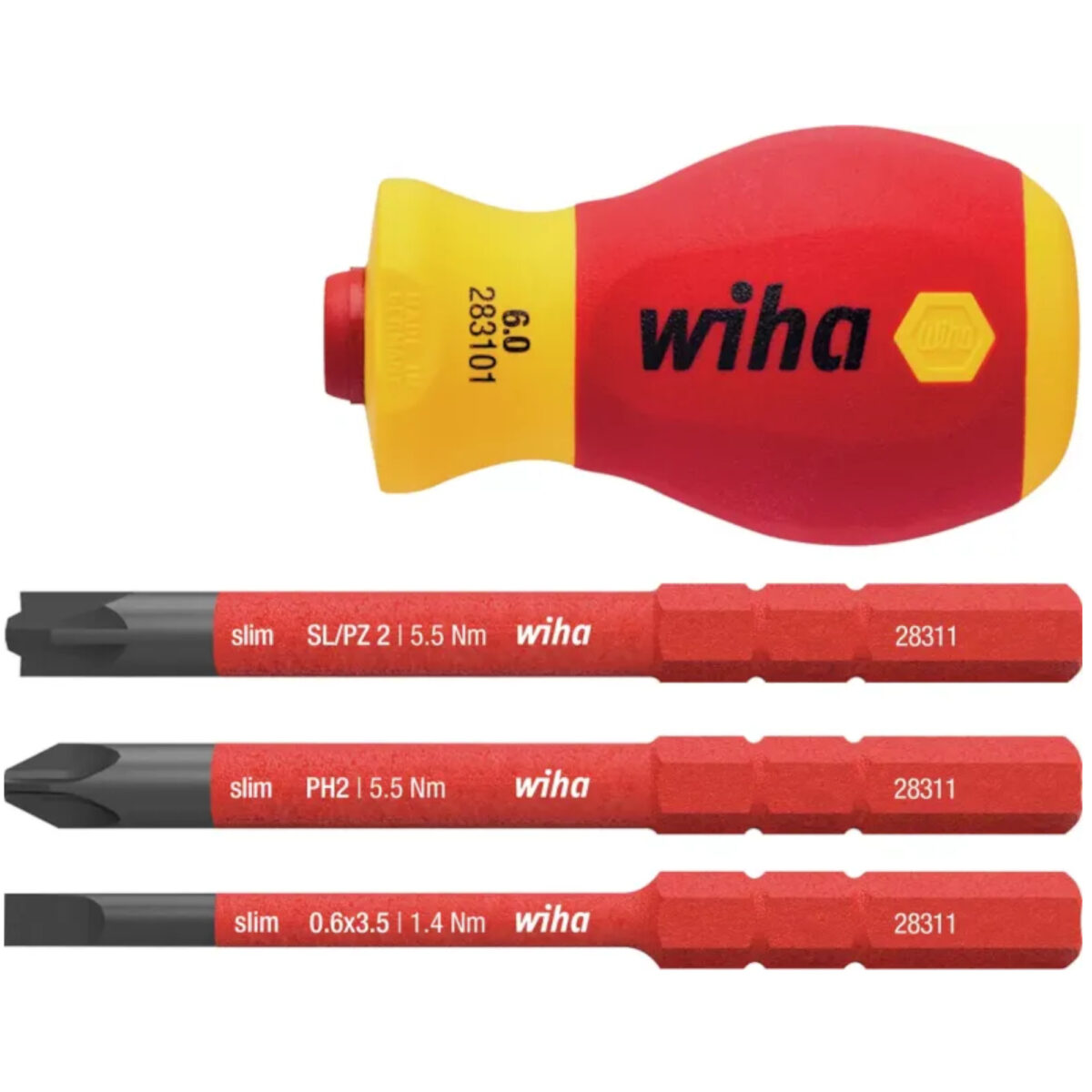 Wiha VDE Geïsoleerde slimVario Stubby Schroevendraaierset Electric – 4-delig - Incl. 3x slimBits Sleuf, Pozidriv, PlusMinus - Afbeelding 7