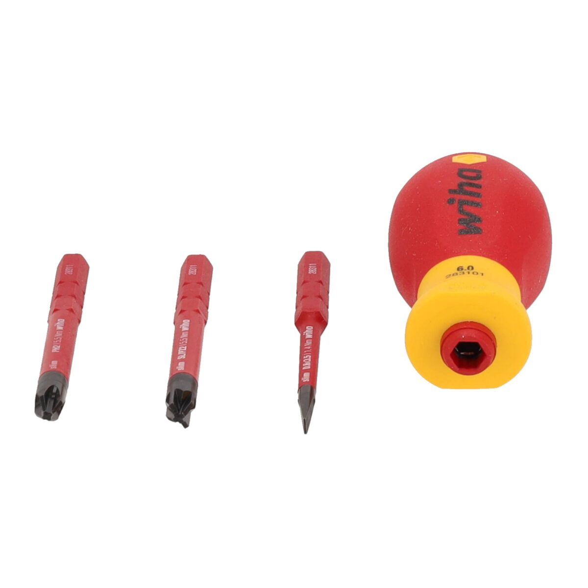 Wiha VDE Geïsoleerde slimVario Stubby Schroevendraaierset Electric – 4-delig - Incl. 3x slimBits Sleuf, Pozidriv, PlusMinus - Afbeelding 2