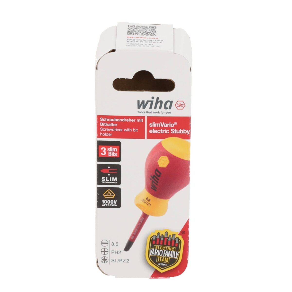 Wiha VDE Geïsoleerde slimVario Stubby Schroevendraaierset Electric – 4-delig - Incl. 3x slimBits Sleuf, Pozidriv, PlusMinus - Afbeelding 5