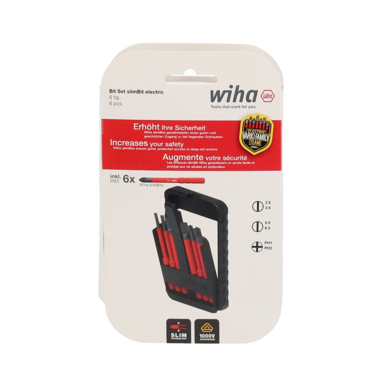 Wiha VDE Geïsoleerde slimBit electric Bitset – 6-delig - Sleufkop & Phillips - Afbeelding 4