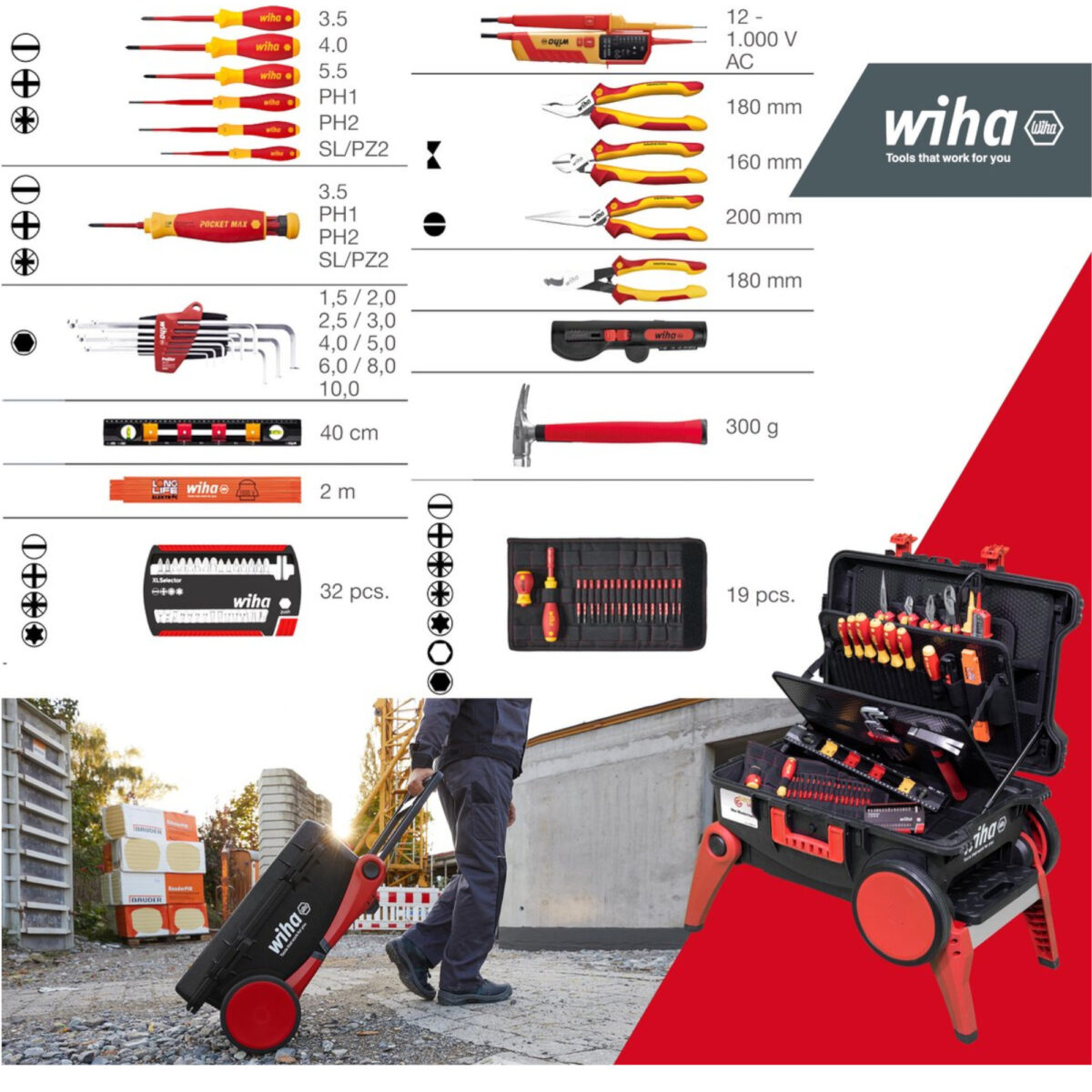Wiha VDE Geïsoleerde Gereedschapskoffer XXL 4 Trolley electric 80-delig - Afbeelding 4