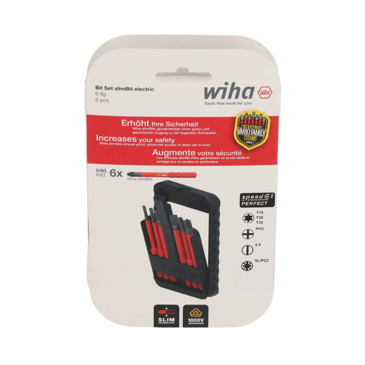 Wiha VDE Geïsoleerde slimBit electric Bitset Gemengd – 6-delig - Phillips, Pozidriv, PlusMin/Pozidriv , TORX - Afbeelding 5
