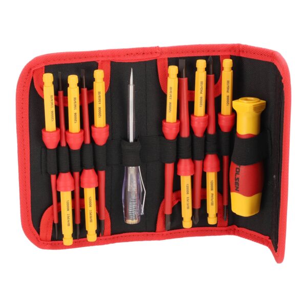 VDE Line Geïsoleerde Schroevendraaierbitset 12-delig | Sleuf, Kruiskop & Spanningzoeker