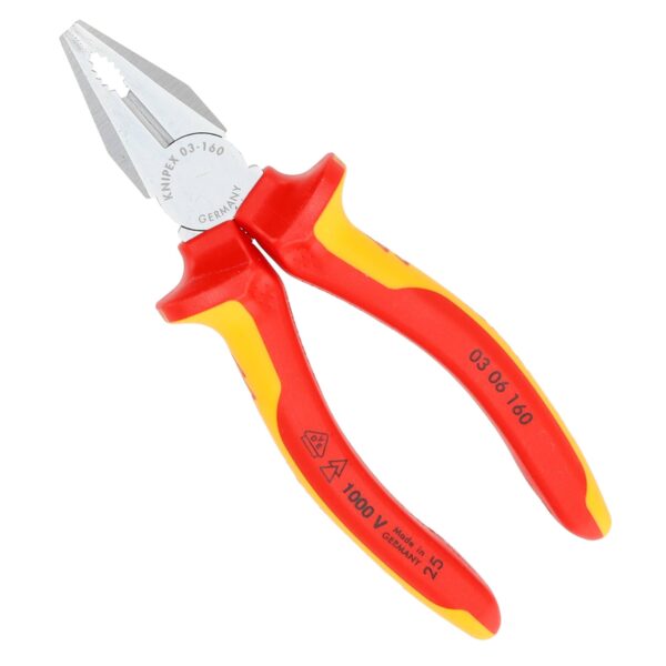 Knipex VDE Geïsoleerde Combinatietang 160 mm – Verchroomd – Voor zachte en harde draad – Met meercomponenten grepen