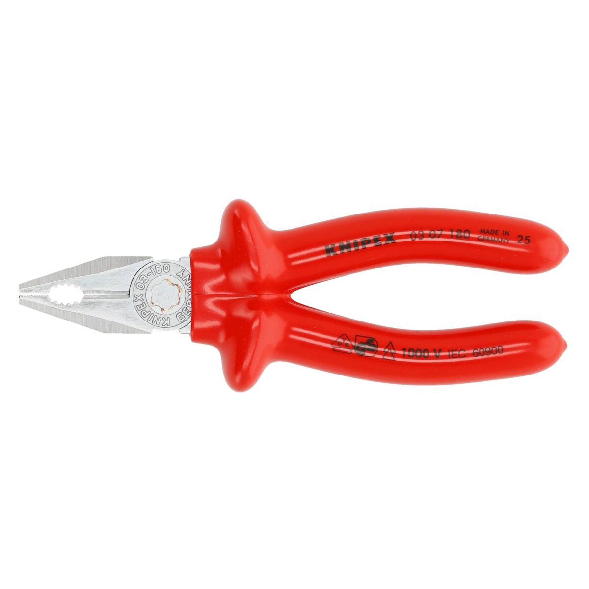 Knipex VDE Geïsoleerde Combinatietang 180 mm – Verchroomd, Dompelgeïsoleerd en Geschikt voor Meerdere Toepassingen - Afbeelding 3
