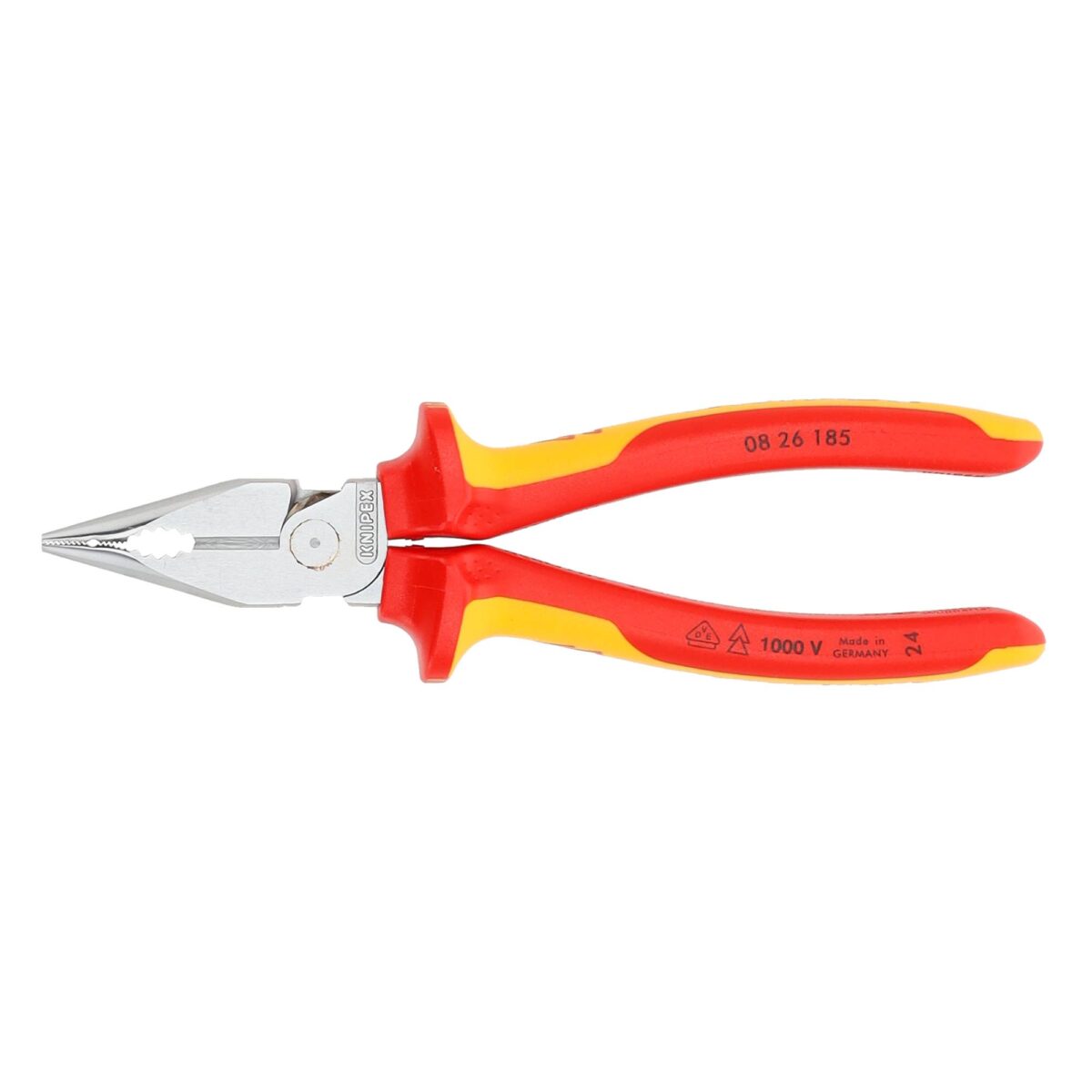 Knipex VDE Geïsoleerde Spitse Combinatietang 185 mm – Verchroomd – Voor installatiewerk in krappe ruimtes – Extra grip & snijvermogen - Afbeelding 3