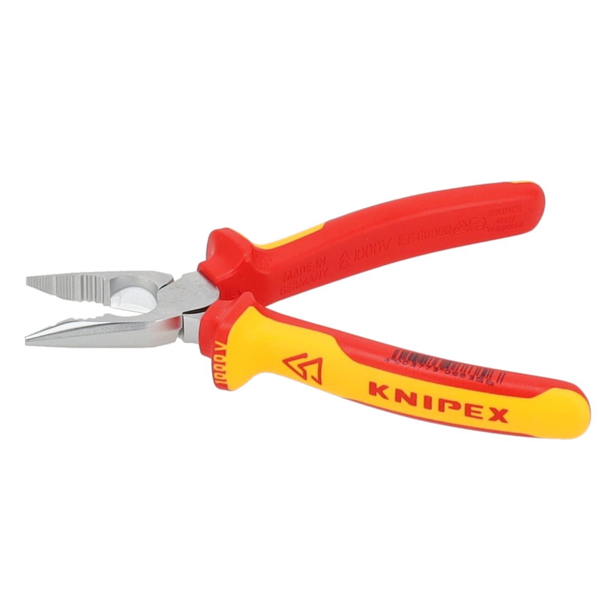 Knipex VDE Geïsoleerde Spitse Combinatietang 185 mm – Verchroomd – Voor installatiewerk in krappe ruimtes – Extra grip & snijvermogen - Afbeelding 4