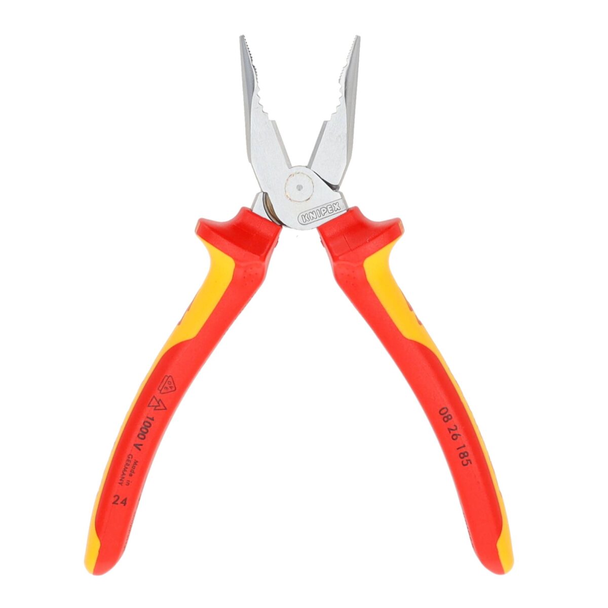 Knipex VDE Geïsoleerde Spitse Combinatietang 185 mm – Verchroomd – Voor installatiewerk in krappe ruimtes – Extra grip & snijvermogen - Afbeelding 5