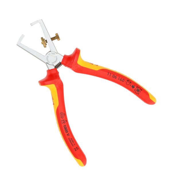 Knipex VDE Geïsoleerde Afstriptang 160 mm – Met openingsveer – Voor kunststof en rubberisolatie – Verchroomd & ergonomisch