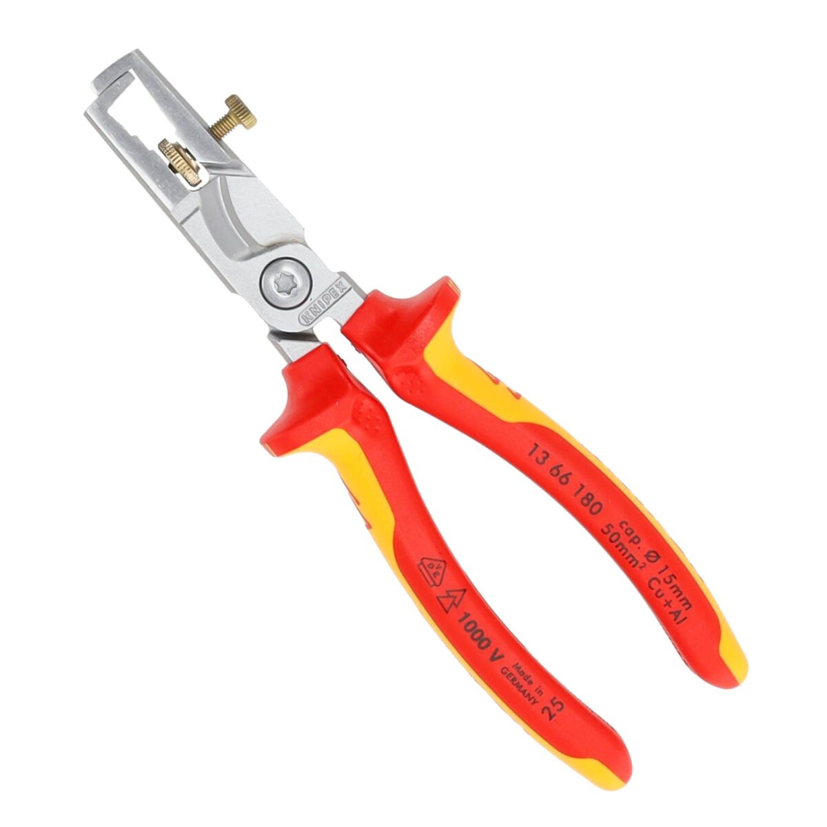 Knipex VDE Geïsoleerde StriX Afstriptang met Kabelschaar 180 mm – Verchroomd – 2-in-1 Gereedschap voor Elektrische Installaties - Afbeelding 1