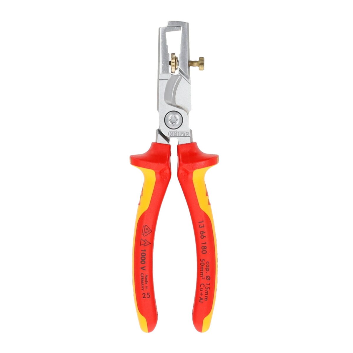 Knipex VDE Geïsoleerde StriX Afstriptang met Kabelschaar 180 mm – Verchroomd – 2-in-1 Gereedschap voor Elektrische Installaties - Afbeelding 2