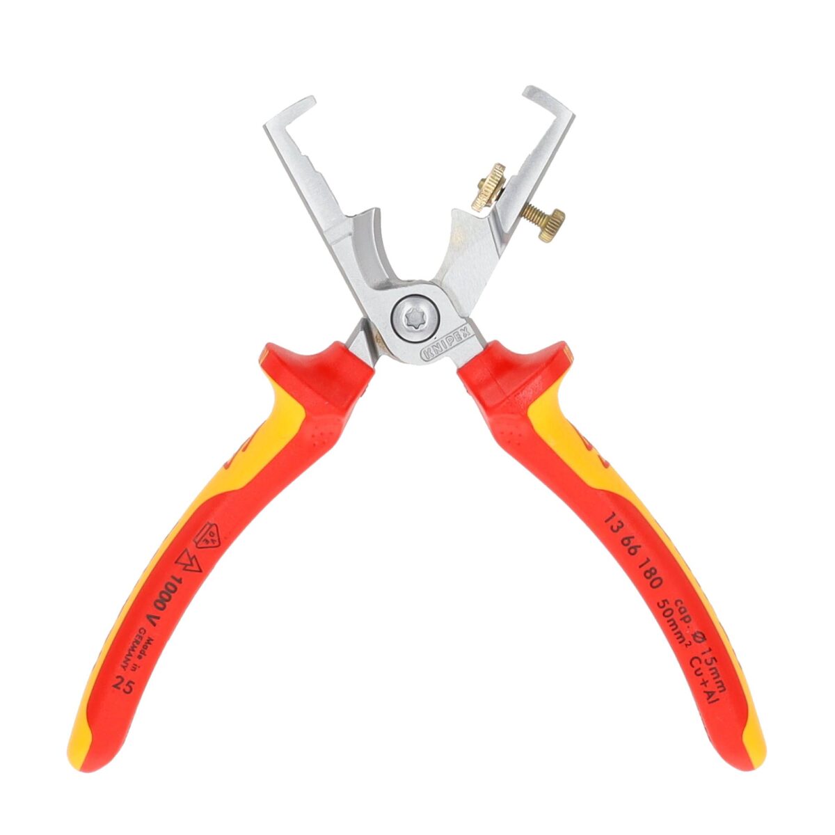 Knipex VDE Geïsoleerde StriX Afstriptang met Kabelschaar 180 mm – Verchroomd – 2-in-1 Gereedschap voor Elektrische Installaties - Afbeelding 4