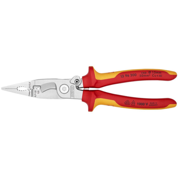 Knipex VDE Geïsoleerde Elektro-Installatietang 200 mm – 6-in-1 Multifunctionele Tang voor Elektrische Installaties – Verchroomd