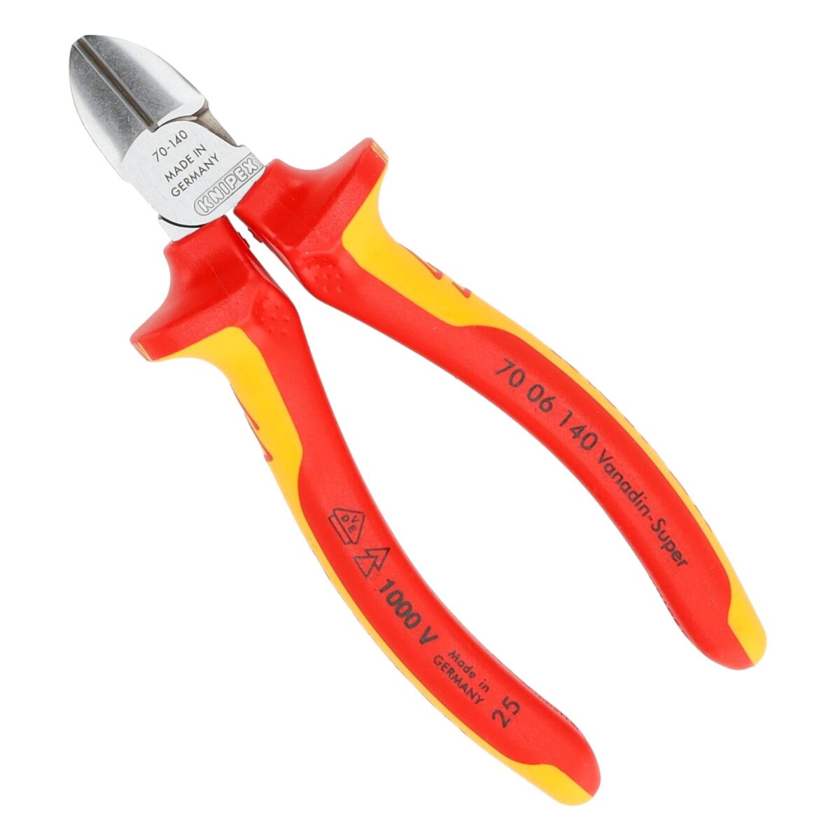 Knipex VDE Geïsoleerde Zijsnijtang 140 mm – Verchroomd, Ergonomische Comfortgreep - Afbeelding 1