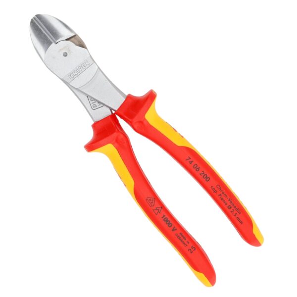 Knipex VDE Geïsoleerde Kracht-Zijsnijtang 200 mm – Verchroomd, Ergonomisch en Zeer Krachtig