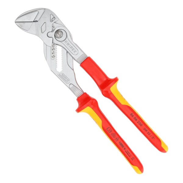 Knipex VDE Geïsoleerde Sleuteltang 250 mm – Tang en Schroefsleutel in Eén, Verchroomd met Comfortgreep