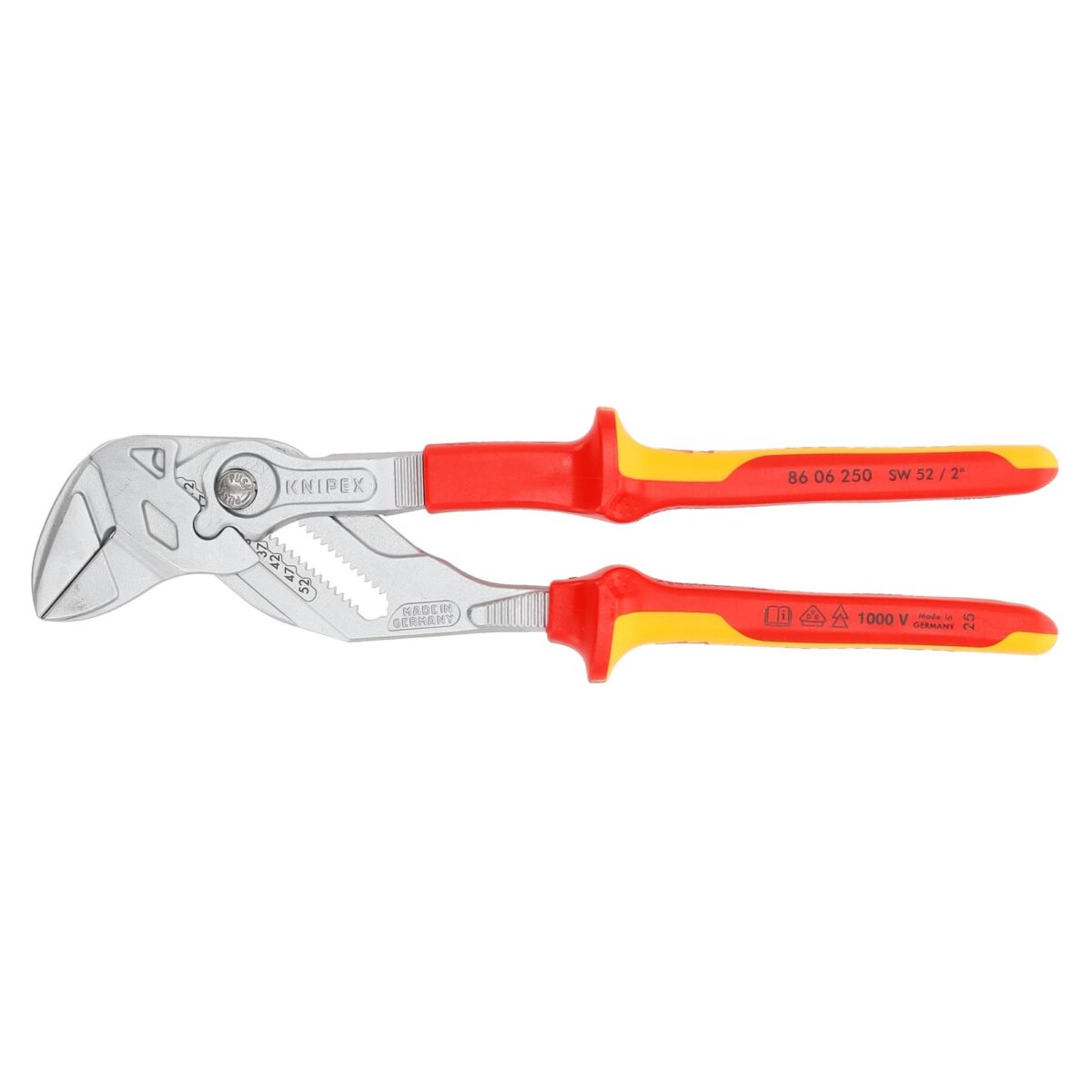 Knipex VDE Geïsoleerde Sleuteltang 250 mm – Tang en Schroefsleutel in Eén, Verchroomd met Comfortgreep - Afbeelding 3