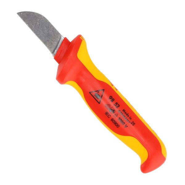 Knipex VDE Geïsoleerde Kabelmes 190 mm – Met Rechte Snijkant, Ergonomisch en Veilig voor Elektrisch Gebruik