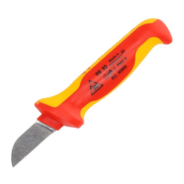 Knipex VDE Geïsoleerde Kabelmes 190 mm – Met Rechte Snijkant, Ergonomisch en Veilig voor Elektrisch Gebruik