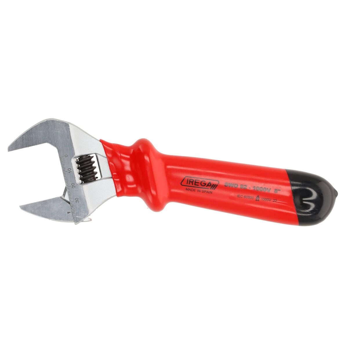 Irega 92 VDE Geïsoleerde Moersleutel 8 Inch – Verstelbare Sleutel – Chroom – Rechtsdraaiend – Bek 39 mm - Afbeelding 3