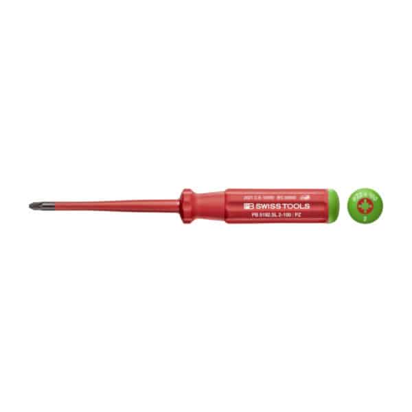 PB Swiss Tools VDE Geïsoleerde Kruiskopschroevendraaier PZ2 x 100 mm – Slim Design