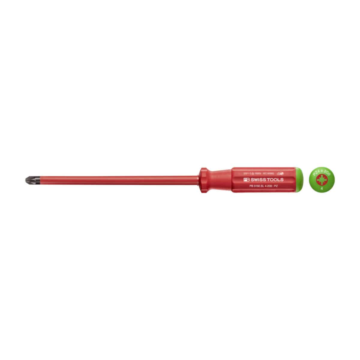 PB Swiss Tools VDE Geïsoleerde Kruiskopschroevendraaier PZ4 x 200 mm – Slim Design - Afbeelding 1