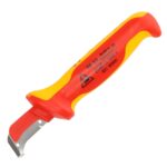 Knipex VDE Geïsoleerde Ontmantelingsmes met Glijschoen 180 mm – VDE Kabelmes met Meer-Componenten Grepen